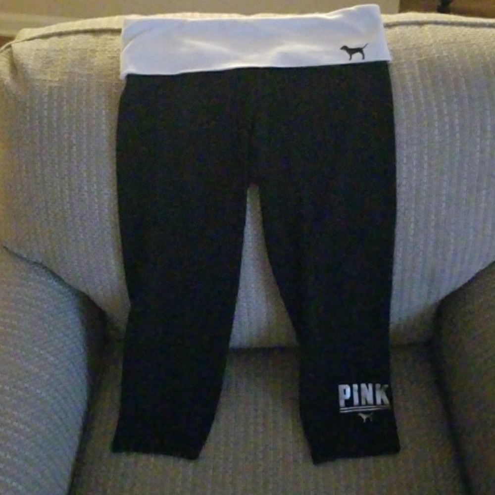 PINK Cropped leggings with fold over flap